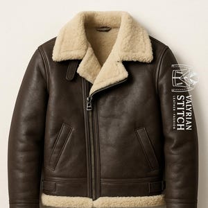 Shearling Aviator Leather Bomber Jacket: Men&#39;s Brown Winter Flight Coat