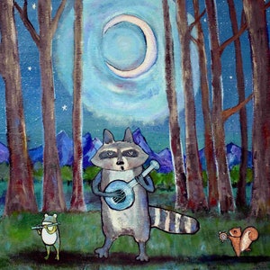 Whimsical Woodland Animals Kids Art Print Nursery Decor Playroom Decor Storybook Style Artwork