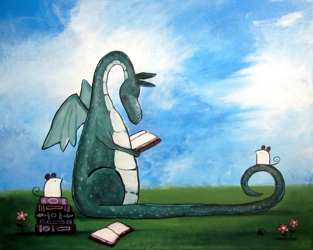 Dragon Children Wall Art Whimsical Nursery Print Kids Room Decor ...