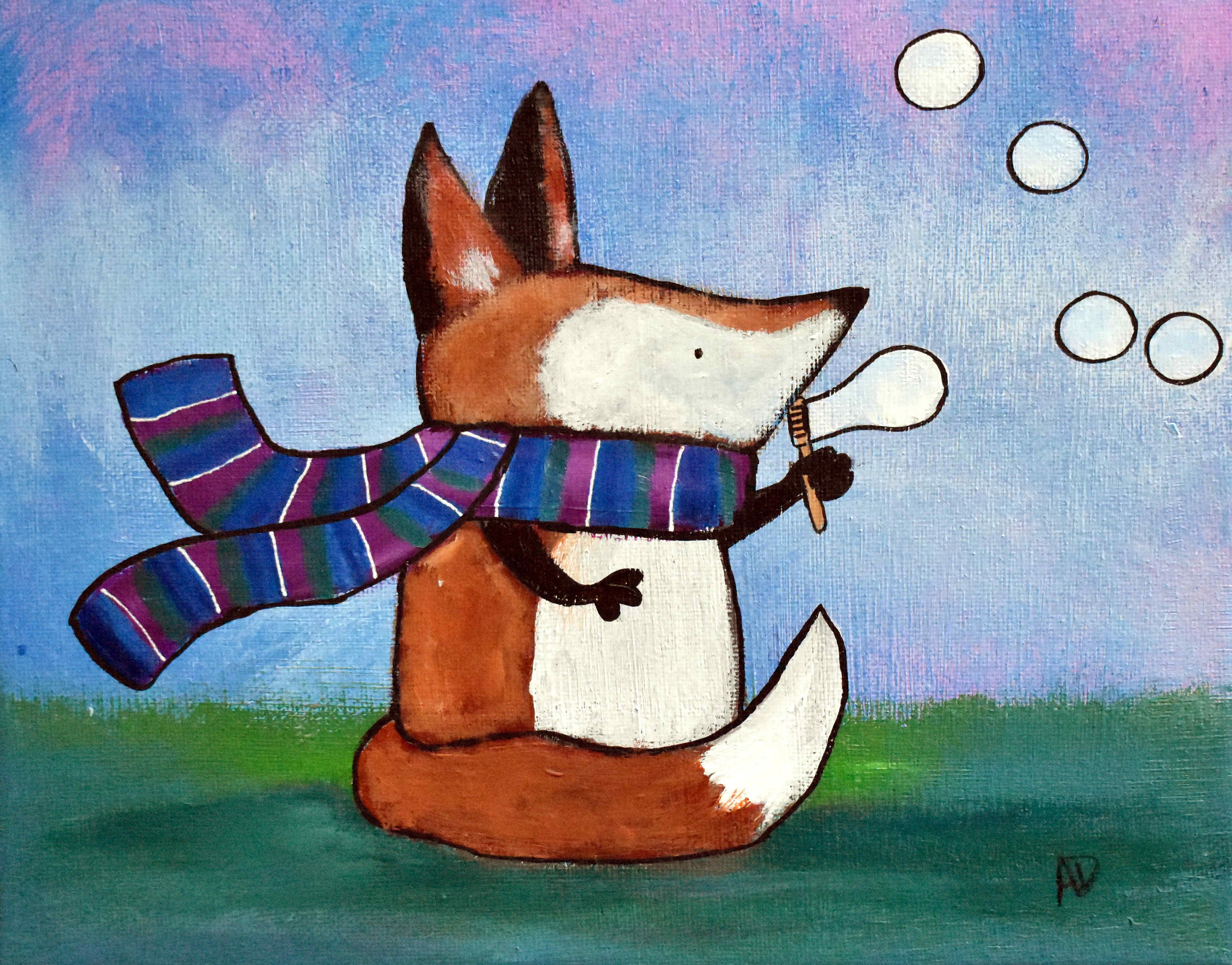 Little Fox Original Painting Kids Wall Art Kids Room Decor | Etsy