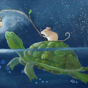 Nursery Art Print Woodland Animals Turtle Mouse Friends Nursery Decor Children&#39;s Art Kids Wall Cute Whimsical Artwork