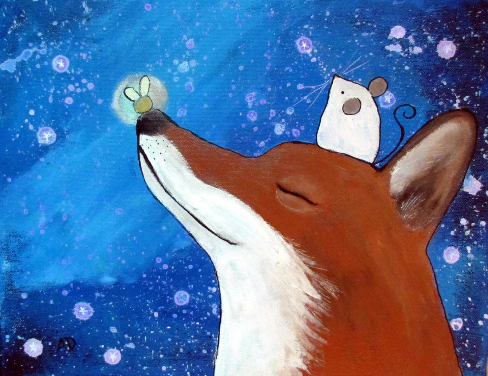 Fox Nursery Art Print Starry Night Sky Artwork for Children | Etsy