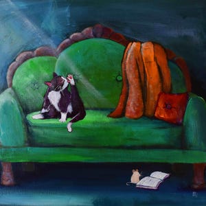 Cat Art Print Nursery Decor Whimsical Funny Animal
