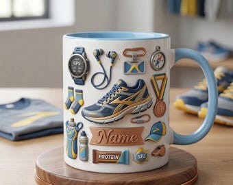 Taza de café personalizada para corredores, regalo personalizado para amantes del running, taza de cerámica de 325 ml/444 ml.
