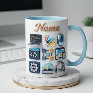 Web Design Mug 3D, UI UX Designer Gift, Coding Mug, Web Design Coffee Cup, Work Desk Mug, Faux 3D Mug