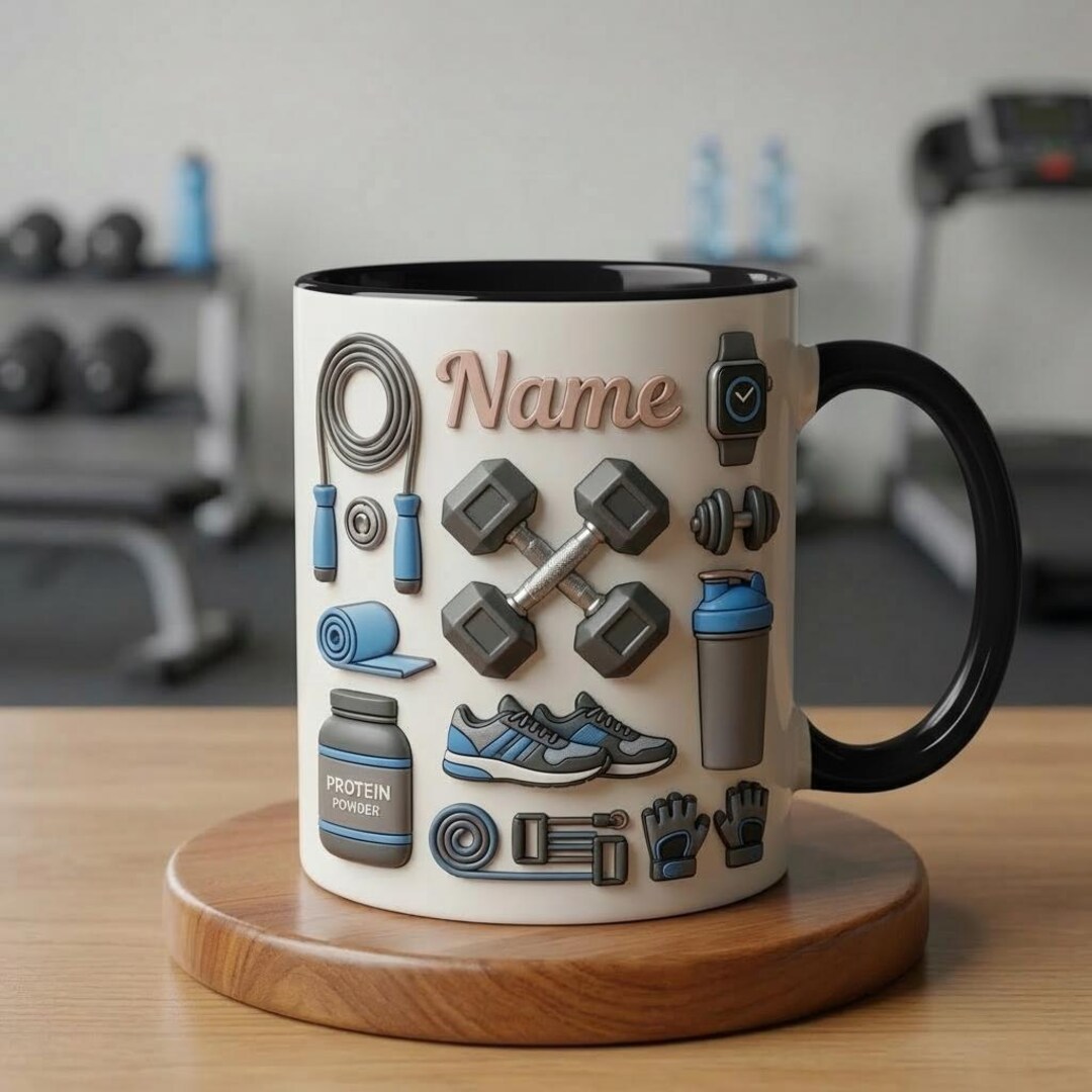 Working Out Mug 3D, Faux 3D Mug, Workout Gift, Fitness Coffee Mug, Gym ...