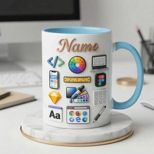 3D-mok webdesign, 3D-imitatiemok, mok webontwikkelaar, cadeau-idee designer, codering koffiekopje, mok kantoor
