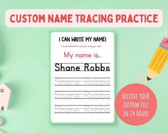 Personalized Name Tracing Worksheet, Custom Handwriting Practice, Preschool Printable PDF