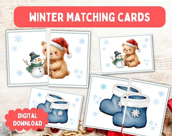 Winter Matching Toddler Activity – Montessori Homeschool Printable | Snowflake & Christmas Matching Game