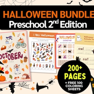 Fall Teacher Resource – Halloween Preschool Worksheets | 200 Pages Alphabet, Counting, Tracing, Puzzles & Coloring