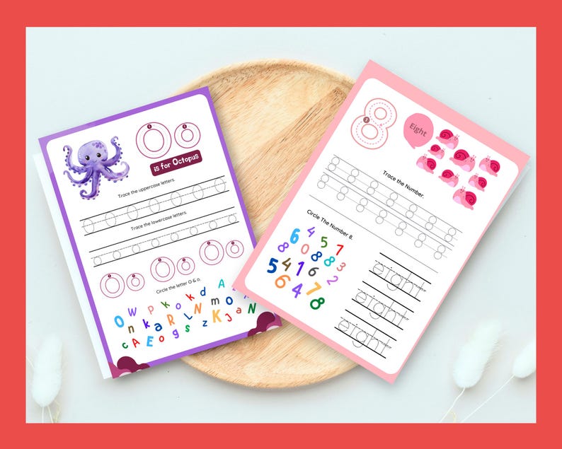 Alphabet and Number Tracing Worksheets Preschool Handwriting Practice ...
