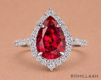 ルビー銀台の指輪 赤いルビーの指輪、カイトの婚約指輪、銀の結婚指輪、7月の誕生石の