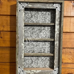 Belt Buckle Display Case - Holds 8 buckles - gray tooled