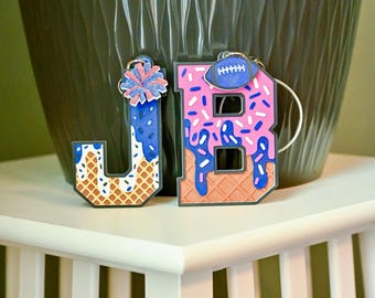 Personalized Drip Letter Keychain | Sports Bag Tag, Initial Charm