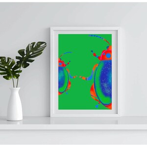 Printable Unique Poster, Colourful Bug Design