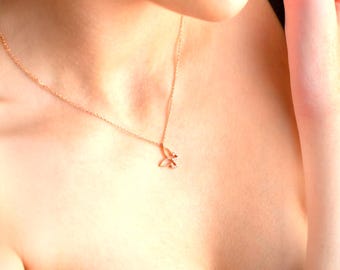 Zircon Butterfly Necklace 925 Sterling Silver Chain