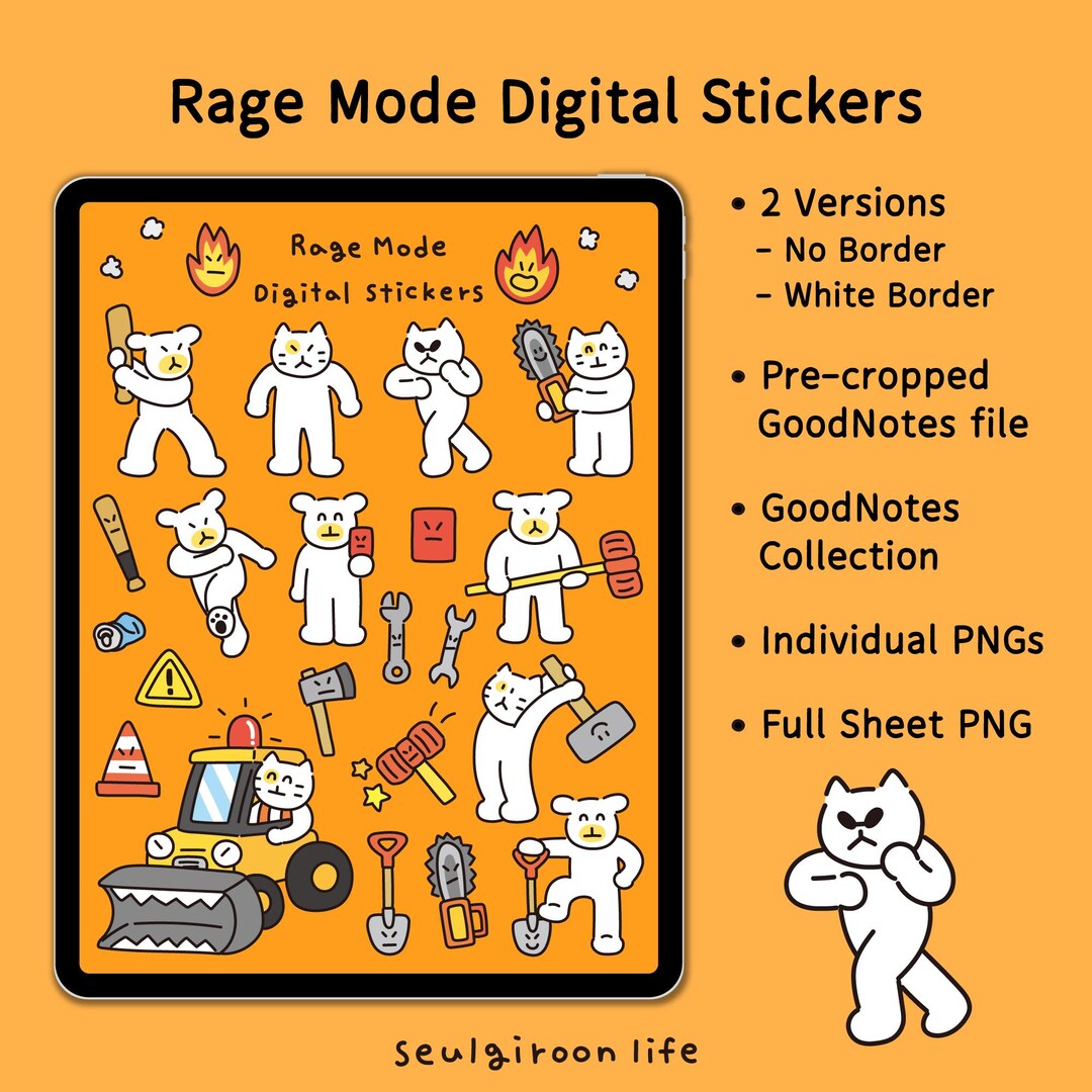 Rage Mode Mood Stickers | Angry & Frustrated Vibes for Goodnotes ...