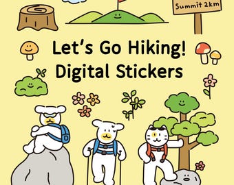 Cute Hiking Digital Stickers | Goodnotes Planner PNGs