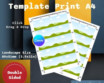 PRINT AT HOME. Printing Template Multiple Business Card Landscape 89x51mm (3.5x2in) Canva