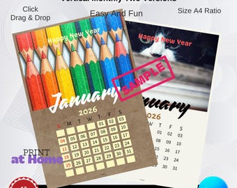 Editable 2026 Calendar Template – A4 Monthly Planner (Digital Download)