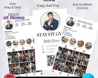 Instagram Business Card Template | Modern Minimal Canva Design (2x3.5in) Digital Download