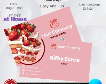 Bakery Business Card Template | Modern Minimal Canva Design (Digital Download