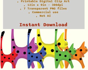 Cartoon Style Cat Family Set