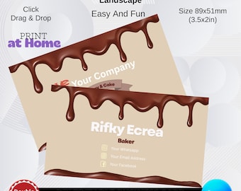 Bakery Canva Business Card Template | Editable Modern Minimal Design | Printable Professional Card | Instant Download