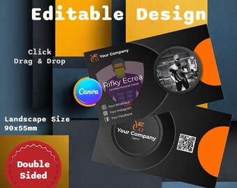 Personal Trainer Business Card Template | Modern Minimalist Design (90x55mm, Digital Download, Canva Edit)