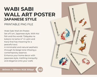 Wabi Sabi Wall Art Poster. Set of 5 Art