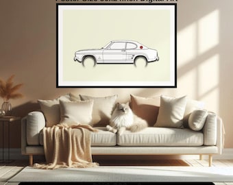 Ford Capri MK1 Wall Art Printable, Unique Automotive Art for Living Room, World Legend Car Digital Download, Minimalist Home Decor