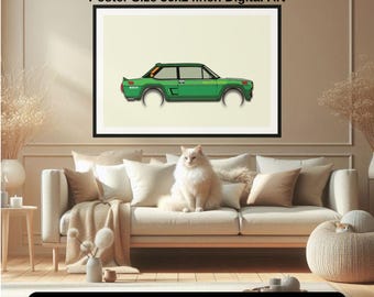 Fiat 131 ABARTH Wall Art Printable, Unique Automotive Art for Living Room, World Legend Car Digital Download, Minimalist Home Decor