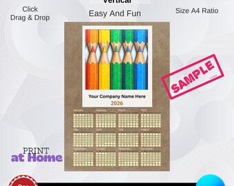 Editable Calendar Canva Template – A4 Vertical Wall (Digital Download)