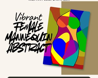 Vibrant Female Mannequin Abstract Poster Wall Art