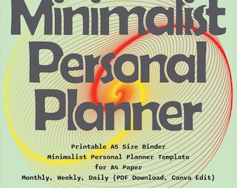 A5 Personal Planner Printable | Minimalist Binder Inserts (Canva Edit, Instant Download)