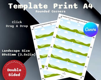 PRINT AT HOME. Printing Template Multiple Business Card Landscape 89x51mm (3.5x2in) Rounded Corners Canva