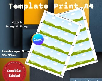 PRINT AT HOME. Printing Template Multiple Business Card Landscape 90x55mm Canva