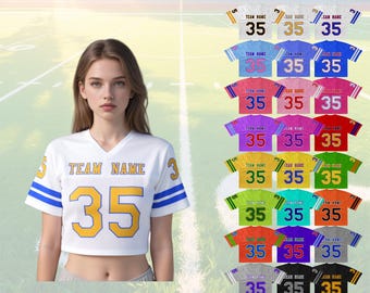 Custom Football Jersey Personalized Cheerleading Uniform Women Girls Navel-Baring Short Sleeves Gift for Her
