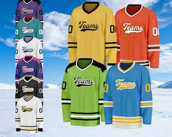 Custom Hockey Jersey Personalized Name Logo Long Sleeve Valentine Day Gift for Him Her