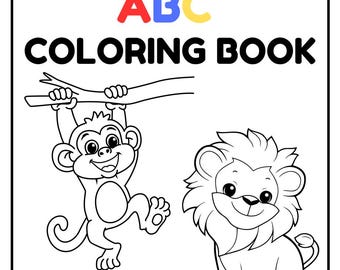 Malbuch mit den Tieren zum Ausdrucken | A-Z Buchstabenverfolgung & Malseiten für Kinder | Druckbares Arbeitsblatt für die Vorschule
