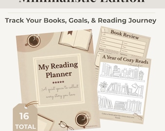 Planejador de Leitura Minimalista e Aconchegante | Diário de Leitura Digital e Imprimível | Registro de Leitura, Rastreador de Livros, Presente para Amantes de Livros, Favorito do BookTok