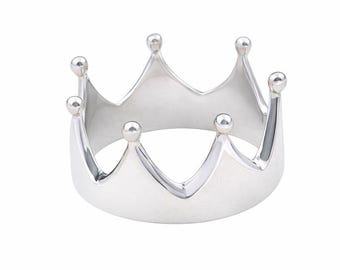 Handmade Sterling Silver Crown Ring: Princess Jewelry