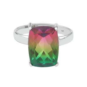 Watermelon Quartz Doublet Ring Gemstone Ring Sterling Silver Ring, handmade Ring, watermelon quartz Ring, Gift ring, Prong Ring Jewelry