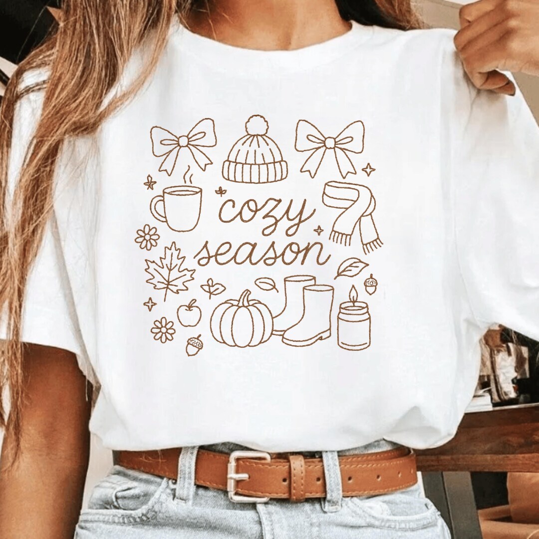 Cozy Season Embroidery Design 4 Sizes Autumn Redwork Minimal Fall ...