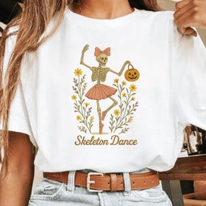 Dancing Skeleton Embroidery Design Halloween Ballet Skeleton Digital Embroidery File Pumpkin Skeleton Pattern Spooky Ballerina Machine File