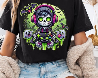 Halloween Gamer Skeleton PNG: Spooky Gaming Clipart (Digital Download)
