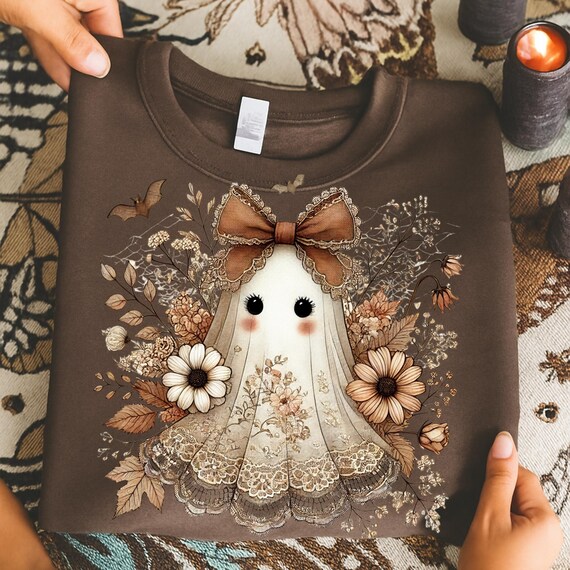 Vintage Ghost Png, Cute Halloween Ghost Png, Halloween Png, Boo Lace Bow Png, Boo Ghost Shirt Png, Cute Boo Halloween Sublimation Design