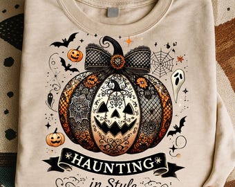 Lace Pumpkin PNG: Gothic Halloween Digital Art (Commercial Use OK)