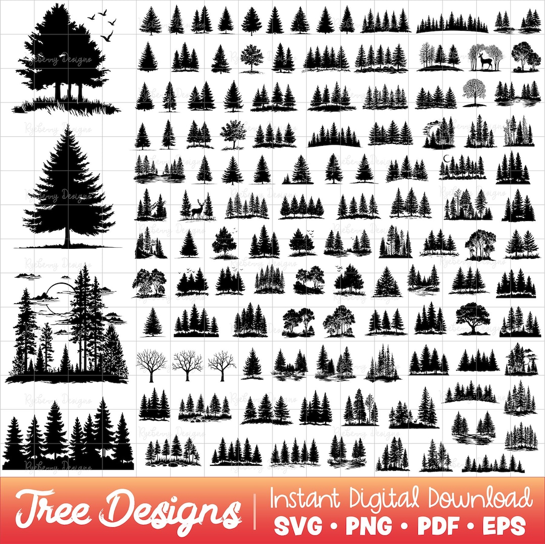 Tree SVG Bundle, Forest SVG Pack, Pine Trees Png, Evergreen Clipart ...