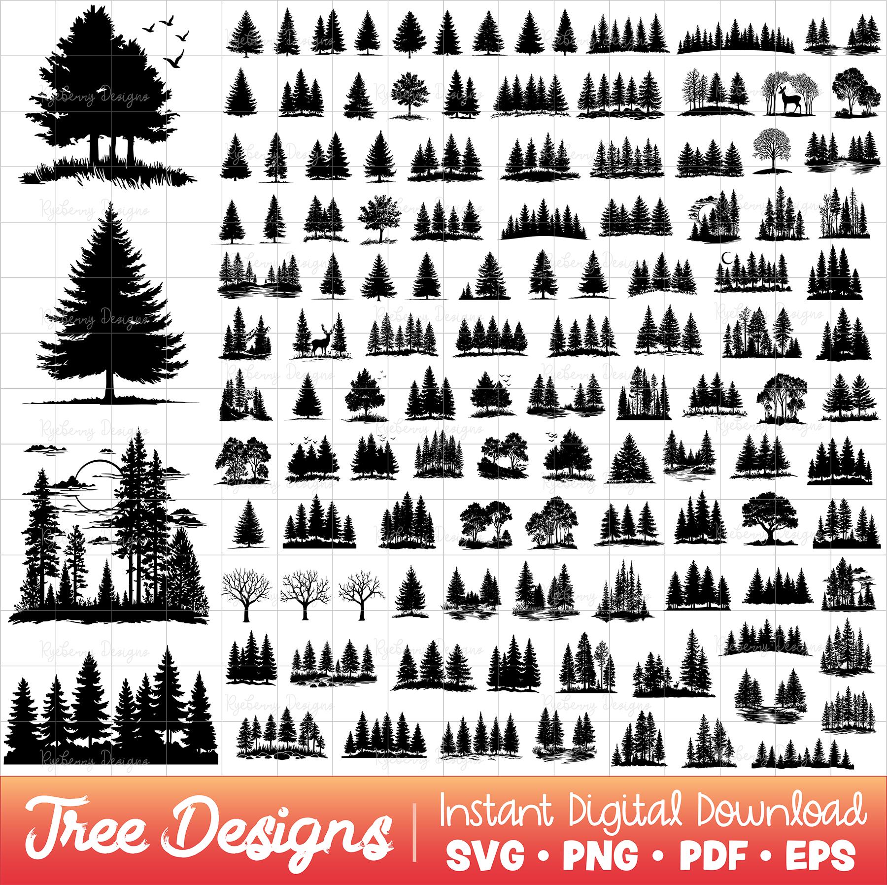 Tree SVG Bundle, Forest SVG Pack, Pine Trees Png, Evergreen Clipart ...